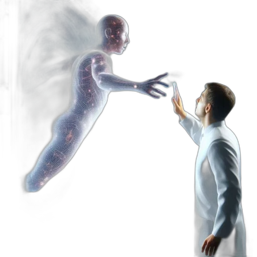 robot, creature, concept art, 3d render, comic book art, photorealistic, fog, outer space transparent PNG cut-out