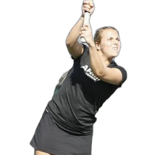 staff, female, tennis, player, black, shirt, skirt, captured transparent PNG cut-out