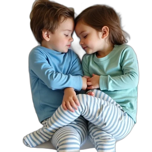 furniture, photorealistic, 3d render, two, children, sleeping, bed, one transparent PNG cut-out