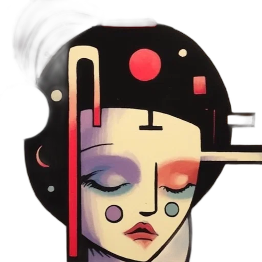 face, mask, robot, staff, concept art, cyberpunk, comic book art, cartoon transparent PNG cut-out