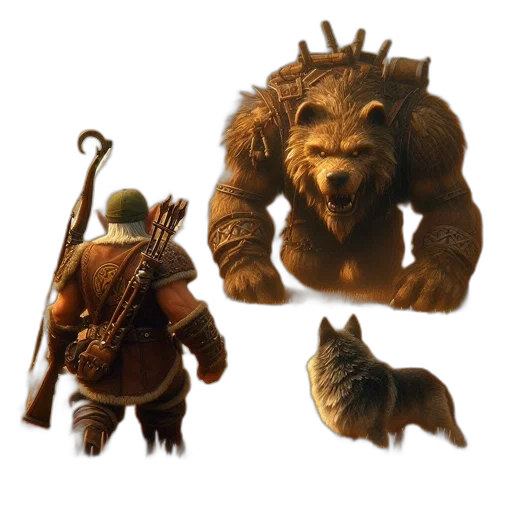 animal, creature, concept art, fantasy art, 3d render, earth tones, dwarf, stands transparent PNG cut-out