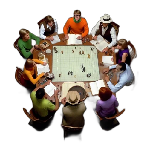 staff, furniture, concept art, people, gather, around, wooden, table transparent PNG cut-out