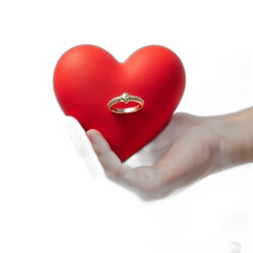 jewelry, photorealistic, 3d render, concept art, hand, holding, red, heart-shaped transparent PNG cut-out