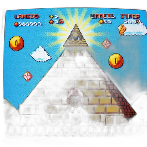 pixel art, concept art, 3d render, vaporwave, mario, stands, before, eye-motif transparent PNG cut-out