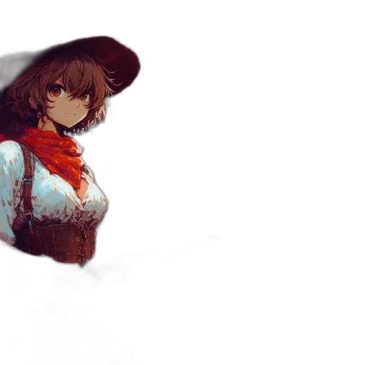 hat, dress, jacket, flower, watercolor, anime, concept art, fantasy art transparent PNG cut-out