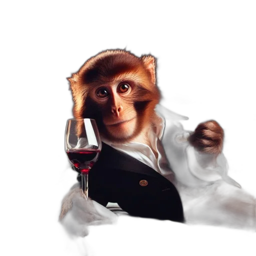animal, photorealistic, concept art, 3d render, anthropomorphized, formally, attired, monkey transparent PNG cut-out