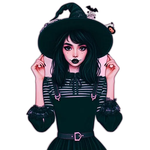 hat, dress, creature, hair, pixel art, fantasy art, anime, concept art transparent PNG cut-out