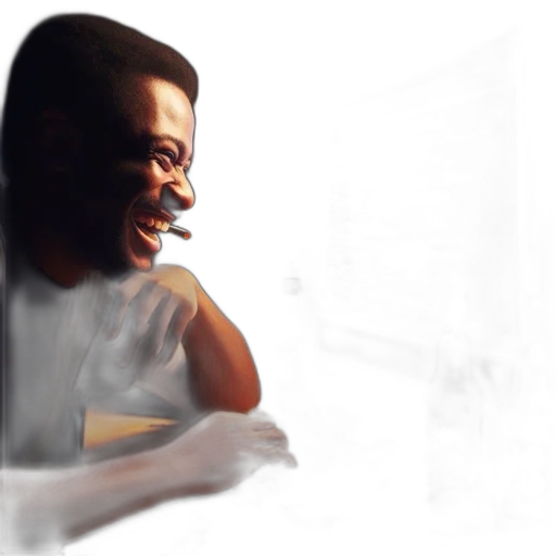 face, concept art, photorealistic, 3d render, cartoon, man, laughs, while transparent PNG cut-out