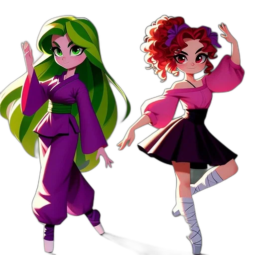 concept art, pixel art, anime, cartoon, neon, green, colorful, two transparent PNG cut-out