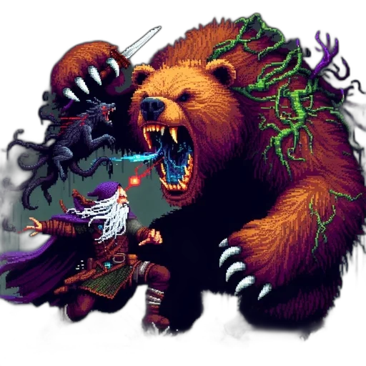 creature, concept art, fantasy art, pixel art, comic book art, pixel, art, scene transparent PNG cut-out