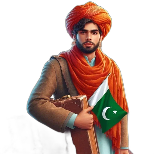 young, man, wearing, pakistani, traditional, attire, carries, suitcase transparent PNG cut-out