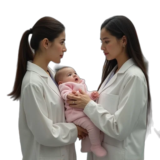 two, young, woman, pharmists transparent PNG cut-out