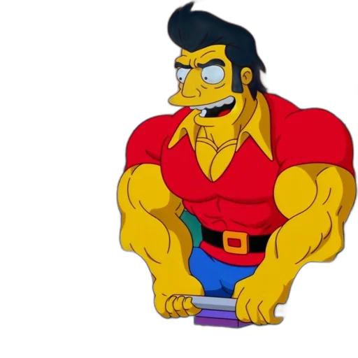 cartoon, concept art, comic book art, bart, simpson, muscular, man, depicted transparent PNG cut-out