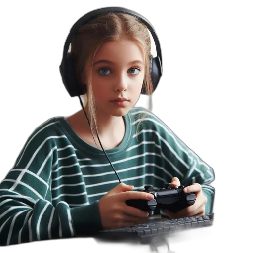 3d render, photorealistic, concept art, pixel art, young, girl, wearing, green transparent PNG cut-out