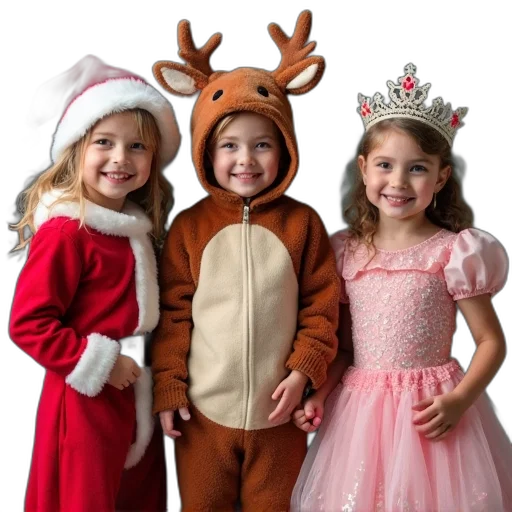 crown, dress, group, children, dressed, various, costumes, including transparent PNG cut-out