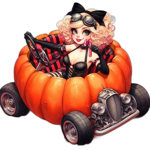 car, pixel art, concept art, cartoon, fantasy art, eccentric, scene, features transparent PNG cut-out
