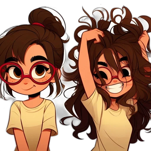 hair, cartoon, anime, concept art, watercolor, golden, colorful, pastel transparent PNG cut-out
