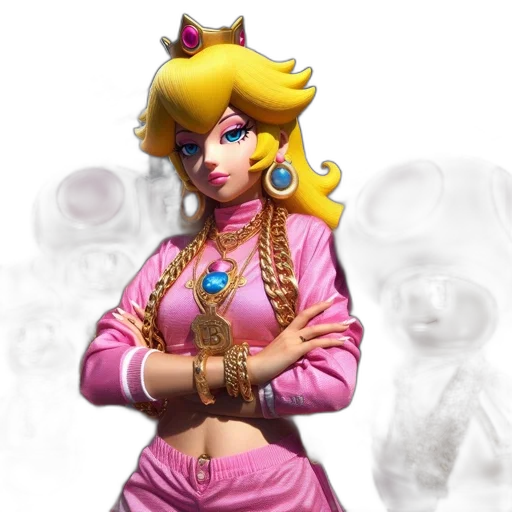 staff, concept art, 3d render, fantasy art, pixel art, princess, peach, stands transparent PNG cut-out