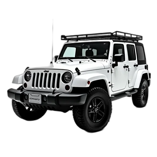 car, 3d render, white, jeep, parked, showroom, background, has transparent PNG cut-out