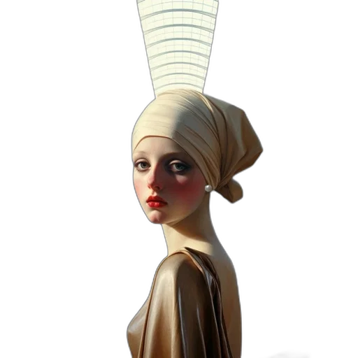 hat, dress, hair, crown, concept art, 3d render, fantasy art, cartoon transparent PNG cut-out