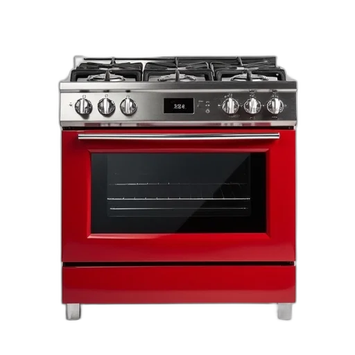 red, modern, oven, digital, display, multiple, knobs, temperature transparent PNG cut-out