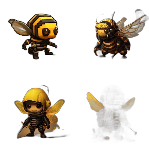 concept art, 3d render, pixel art, fantasy art, golden, four, unique, robotic transparent PNG cut-out