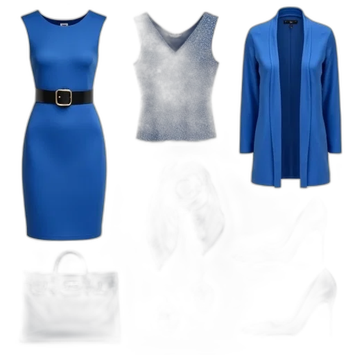 dress, 3d render, blue, monochrome, dark, earth tones, collection, fashion transparent PNG cut-out
