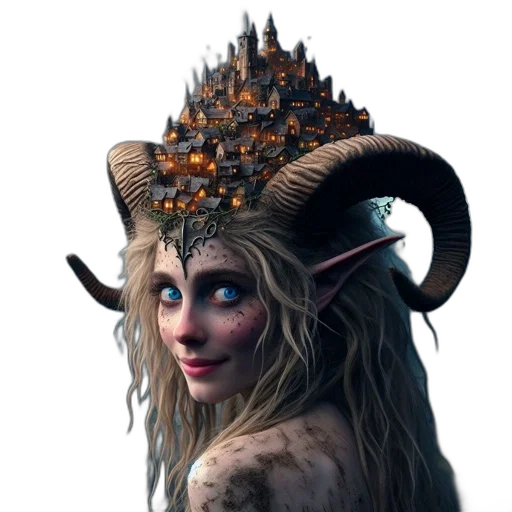 hat, staff, creature, dragon, fantasy art, concept art, 3d render, photorealistic transparent PNG cut-out