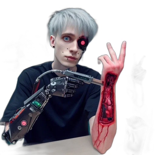 robot, weapon, creature, cyberpunk, concept art, anime, pixel art, inside transparent PNG cut-out