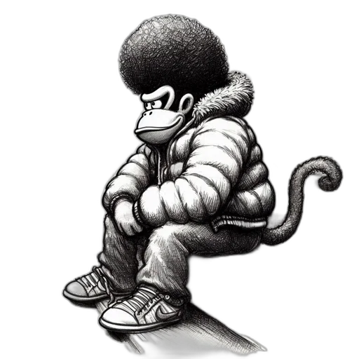 jacket, hat, hair, animal, cartoon, concept art, pencil sketch, comic book art transparent PNG cut-out