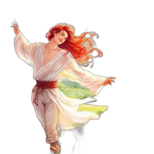 dress, fantasy art, concept art, watercolor, pixel art, fire, verdant, valley transparent PNG cut-out