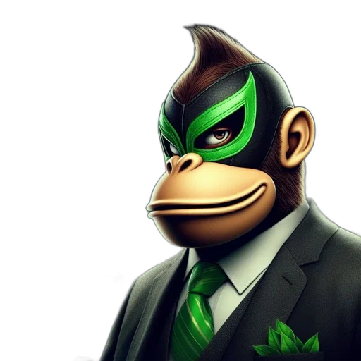 mask, animal, concept art, 3d render, cartoon, comic book art, green, anthropomorphic transparent PNG cut-out