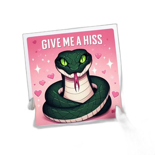 playful, scene, features, green, snake, yellow, eyes, pink transparent PNG cut-out