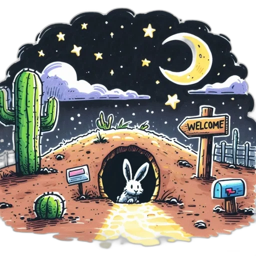 pixel art, concept art, watercolor, cartoon, night, outer space, neon lights, rabbit transparent PNG cut-out