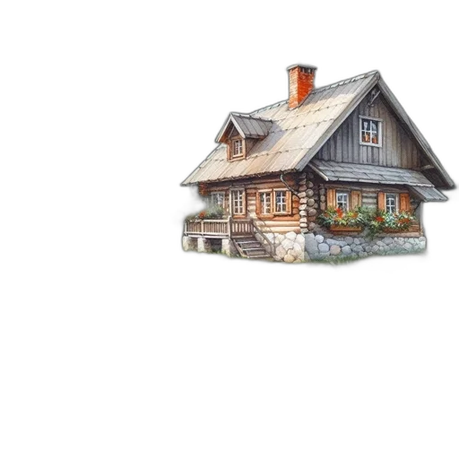 building, furniture, watercolor, concept art, 3d render, photorealistic, snow, fog transparent PNG cut-out
