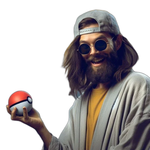 3d render, concept art, photorealistic, pixel art, man, long, hair, sunglasses transparent PNG cut-out