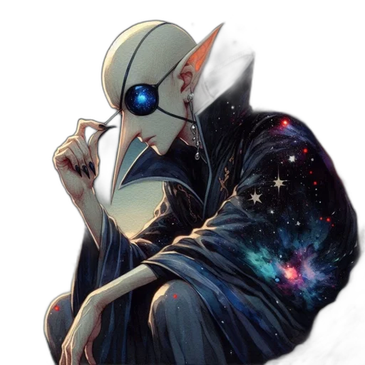 mask, robot, staff, creature, concept art, fantasy art, pixel art, cyberpunk transparent PNG cut-out