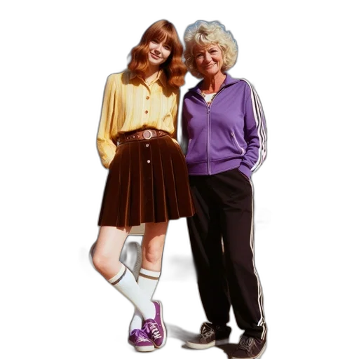 shoes, dress, staff, two, women, smile, before, silver transparent PNG cut-out