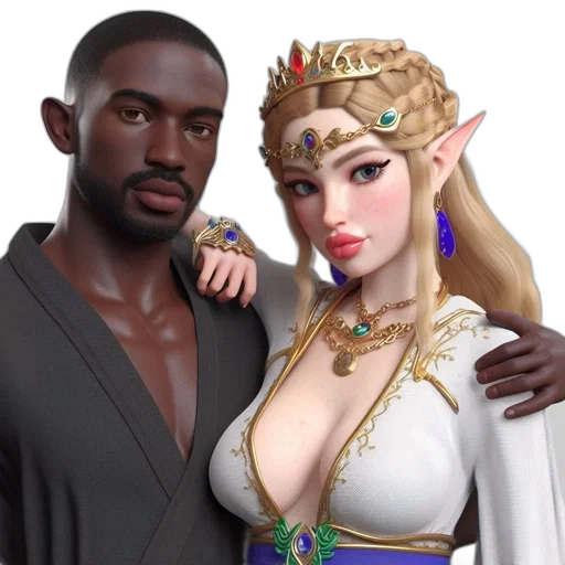 fantasy art, concept art, 3d render, two, characters, man, dark, skin transparent PNG cut-out