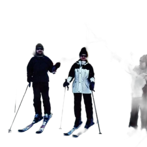 staff, concept art, 3d render, photorealistic, snow, three, skiers, pose transparent PNG cut-out