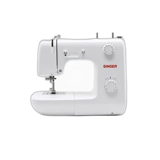 robot, white, sewing, machine, brand, name, singer, front transparent PNG cut-out