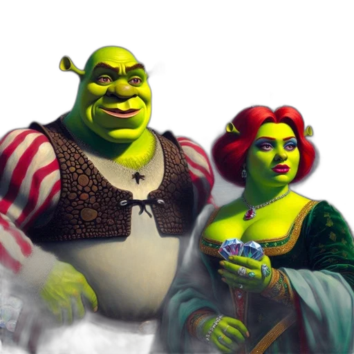 concept art, fantasy art, 3d render, photorealistic, two, ogre, characters, one transparent PNG cut-out