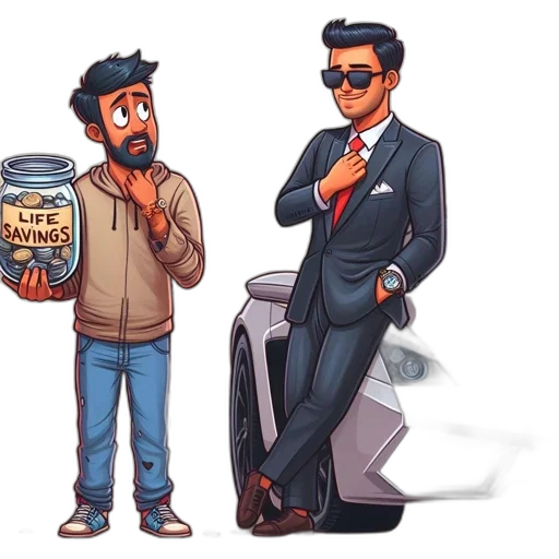 concept art, comic book art, cartoon, pixel art, two, men, one, casual transparent PNG cut-out
