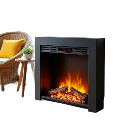furniture, modern, electric, fireplace, sleek, design, digital, display transparent PNG cut-out