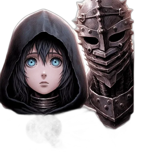 mask, sword, face, crown, concept art, fantasy art, comic book art, anime transparent PNG cut-out