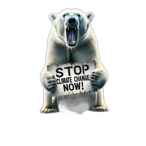 concept art, polar, bear, stands, icy, floe, clutching, stop transparent PNG cut-out