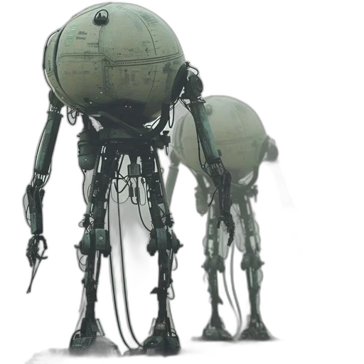 robot, concept art, 3d render, cyberpunk, large, spherical, multiple, legs transparent PNG cut-out