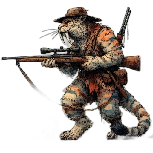 animal, weapon, creature, concept art, fantasy art, watercolor, photorealistic, anthropomorphic transparent PNG cut-out