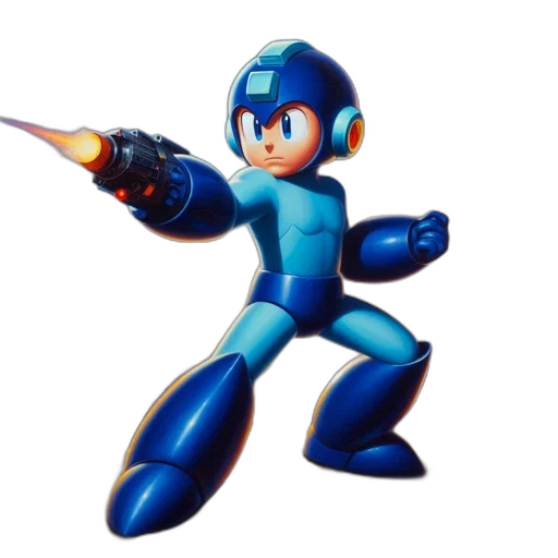 robot, weapon, staff, concept art, 3d render, pixel art, blue, mega transparent PNG cut-out