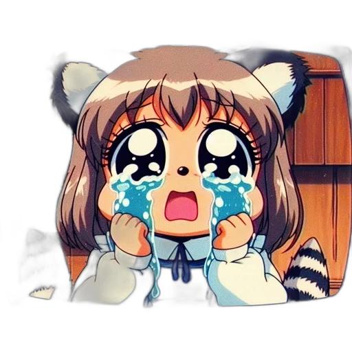 anime, pixel art, cartoon, concept art, animated, figure, resembles, tearful transparent PNG cut-out